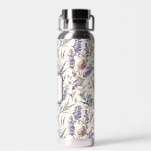 Wilde bloem lavendel Boho botanische bloem Initial Waterfles (Achterkant)