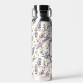 Wilde bloem lavendel Boho botanische bloem Initial Waterfles (Voorkant)