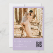 Wilde bloem lavendel paarse QR-code foto bruiloft Kaart (Achterkant)
