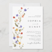 wilde bloem lente Elegante minimalistische bruilof Kaart (Voorkant)
