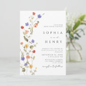 wilde bloem lente Elegante minimalistische bruilof Kaart (Staand voorkant)