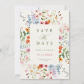 Wilde bloem lente weide tuin rustieke boho foto save the date (Voorkant)