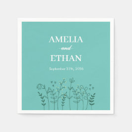 Wilde Bloem Lichtgroene Trouw Servet