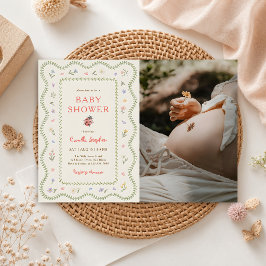 Wilde bloem liefdeskever baby shower foto kaart