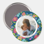  Wilde bloem Lijst met tekst rond foto  Magneet (Voorkant / Achterkant)