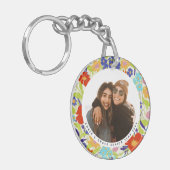  Wilde bloem Lijst met tekst rond foto  Sleutelhanger (Voorkant Links)