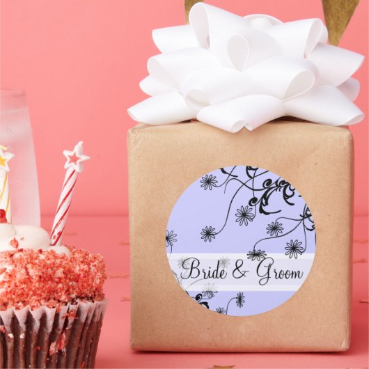 Wilde bloem Lila Periwinkle Weddenschap Ronde Sticker (Feest)