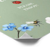 Wilde bloem Lovebug Baby Shower Dranken Feestbord Poster (Hoek)
