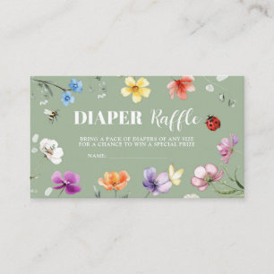Wilde bloem Lovebug Baby Shower Luiers Raffle Informatiekaartje