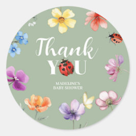 Wilde bloem Lovebug baby shower ronde sticker