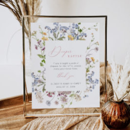 Wilde Bloem Luierspelbord Bord Bloemige Baby Showe Poster