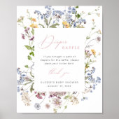 Wilde Bloem Luierspelbord Bord Bloemige Baby Showe Poster (Voorkant)