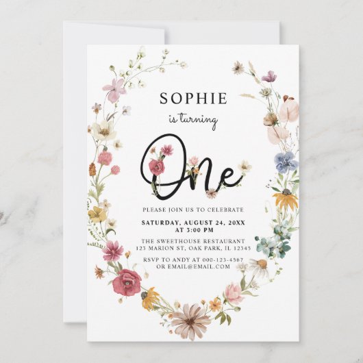 Wilde bloem maakt een eerste meisje van de geboort kaart (Voorkant)