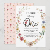 Wilde bloem maakt een eerste meisje van de geboort kaart (Voorkant / Achterkant)