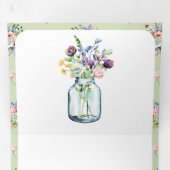 Wilde bloem Mason Jar All in One QR Code Weddensch Drieluik Uitnodiging (Binnenzijde eerst)