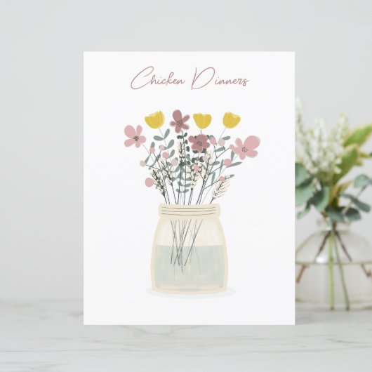 Wilde bloem Mason Jar Chicken Recipe Divider (Staand voorkant)