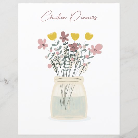 Wilde bloem Mason Jar Chicken Recipe Divider (Voorkant)