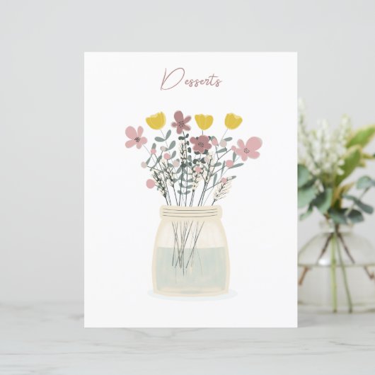 Wilde bloem Mason Jar Desserts Recipe Divider (Staand voorkant)