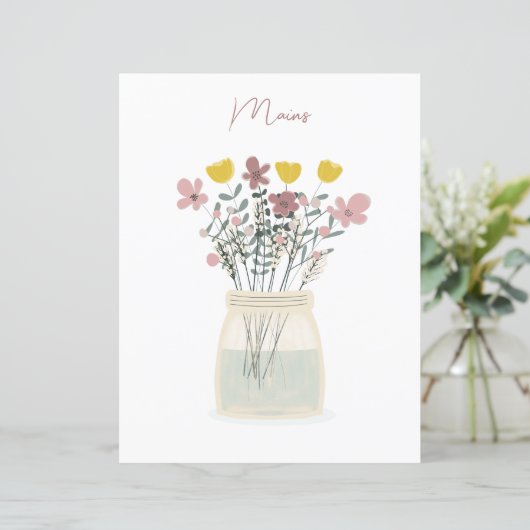 Wilde bloem Mason Jar Mains Recipe Divider (Staand voorkant)