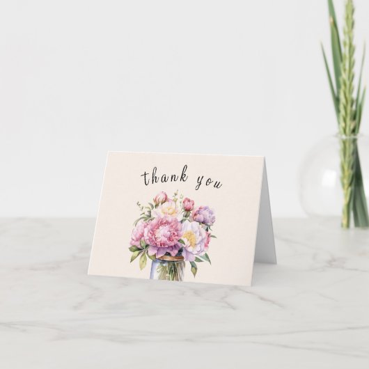 Wilde bloem Mason Jar Rustieke Bruiloft  Bedankkaart (Voorkant)