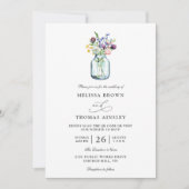 Wilde bloem Mason Jar Rustieke Budget QR Code Trou Kaart (Voorkant)