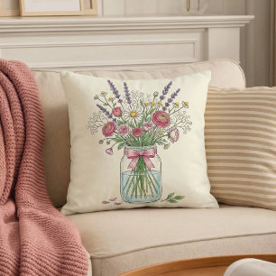 Wilde Bloem Mason Pot Botanisch Worp Kussen