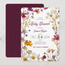 Wilde Bloem Meisjesachtig Geel Paars Baby Shower