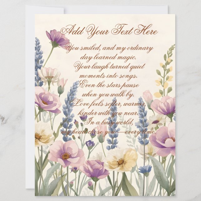 Wilde Bloem met Aangepaste Tekst Scrapbook Papier (Voorkant)