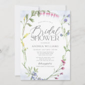 Wilde bloem met blauwe Waterverf Vrijgezellenfeest Kaart (Voorkant)