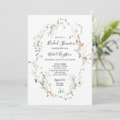 Wilde bloem met bridal Shower Invitation Kaart (Staand voorkant)