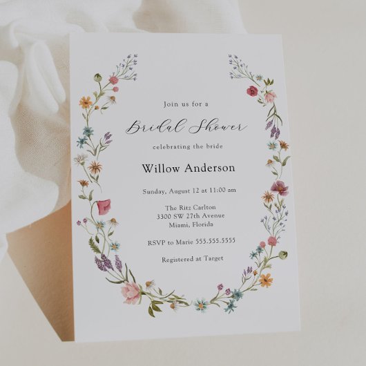 Wilde bloem met bridal Shower Invitation Kaart