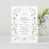 Wilde bloem met bridal Shower Invitation Kaart (Staand voorkant)