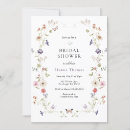 Wilde bloem met bridal Shower Invitation Kaart