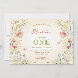 Wilde bloem met de eerste verjaardag van het meisj kaart