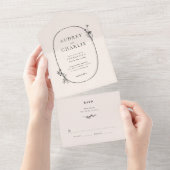 Wilde bloem met een Ivory Weddenschap All In One Uitnodiging (Afscheurbaar)