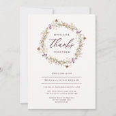  wilde bloem met grote Thanksgiving Dinner Kaart (Voorkant)