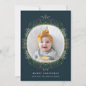 Wilde bloem met handschrift, met kerstfoto feestdagenkaart (Voorkant)