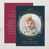 Wilde bloem met handschrift, met kerstfoto feestdagenkaart (Voorkant / Achterkant)