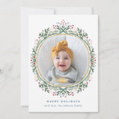 Wilde bloem met handschrift, met kerstfoto feestdagenkaart (Voorkant)