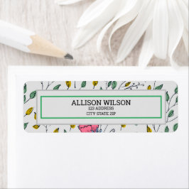 Wilde bloem met kleurrijke wilde bloem etiket