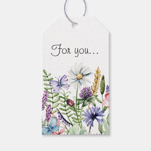 Wilde bloem met Ladybug en Butterfly Cadeaulabel (Voorkant)