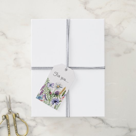 Wilde bloem met Ladybug en Butterfly Cadeaulabel (Met Touw)