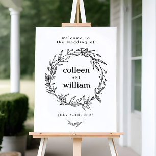 Wilde bloem met ronde bruiloft Welkomstbord Poster