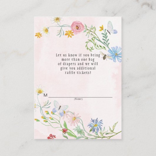 Wilde bloem met Waterverf Bloemklep Raffle Informatiekaartje (Achterkant)