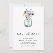 Wilde bloem Metselaarsglas Foto Bruiloft Save The Date (Voorkant)