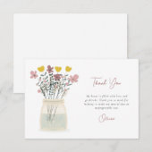 Wilde bloem Metselaarsglas Handlettering Bedankkaart (Voorkant / Achterkant)