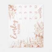 Wilde bloem Milestone Deken, Baby Girl Maand Fleece Deken (Voorkant)