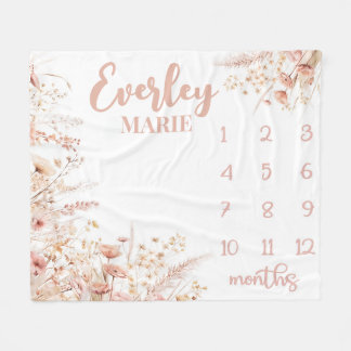Wilde bloem Milestone Deken, Baby Girl Maand Fleece Deken