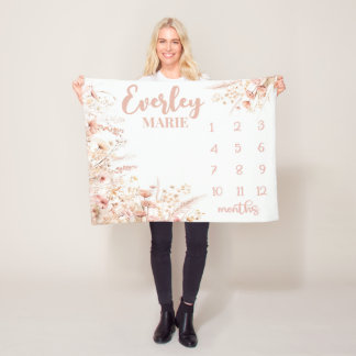 Wilde bloem Milestone Deken, Baby Girl Maand Fleece Deken