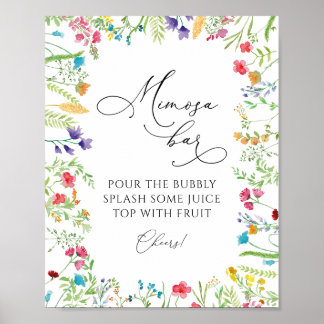 Wilde Bloem Mimosa Bar Drank Bord Poster